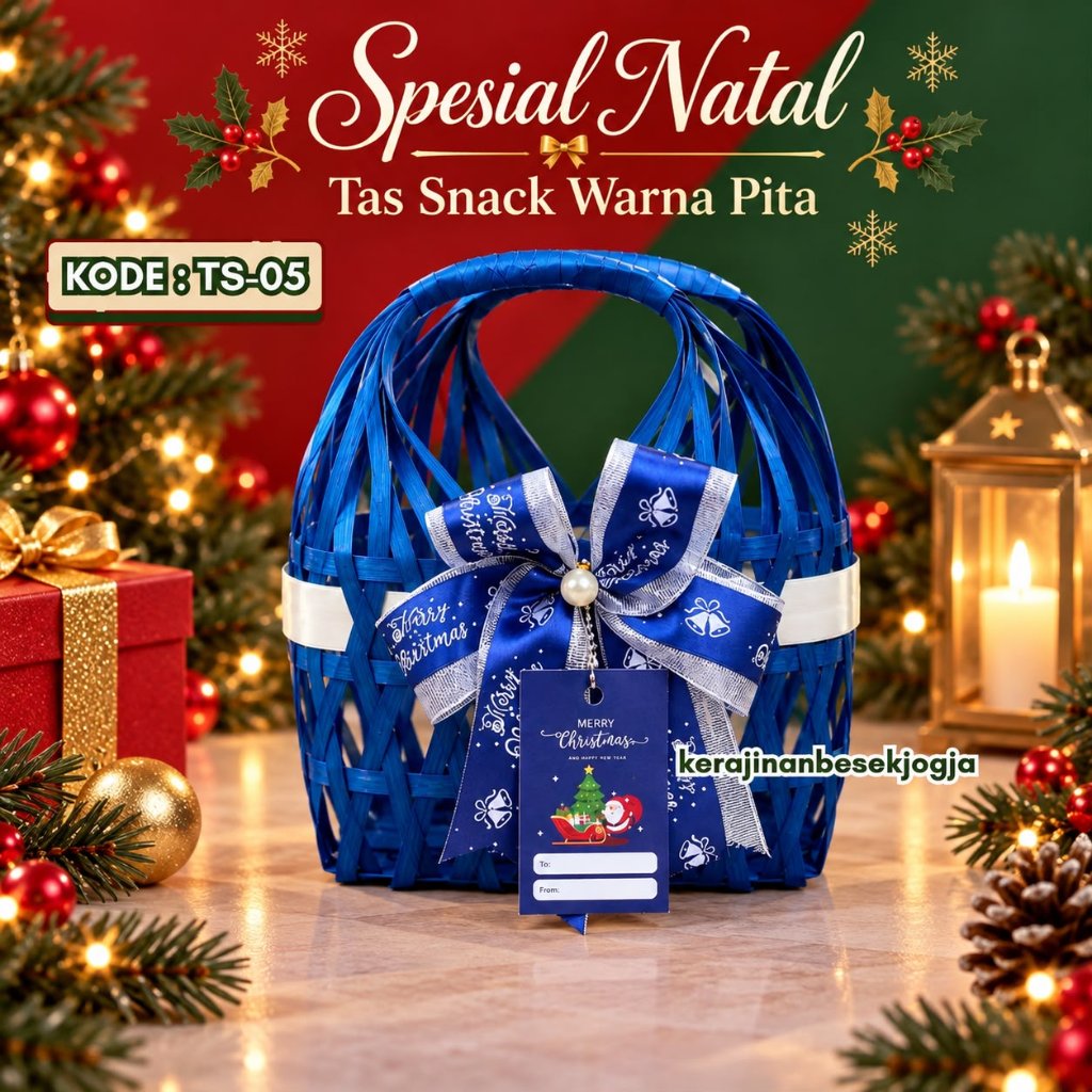 TAS SNACK WARNA PITA NATAL | goodie bag natal kado natal bingkisan natal