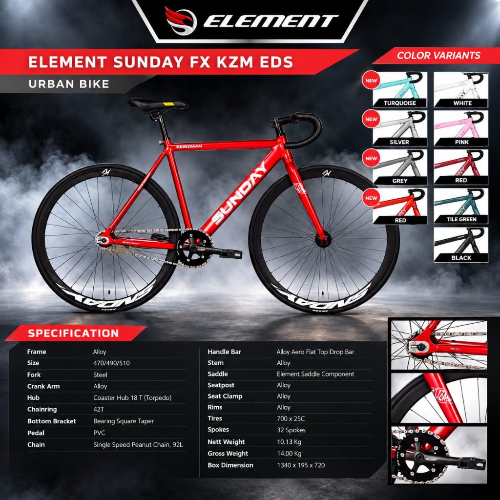 SEPEDA FIXIE ELEMENT SUNDAY FX KZM FRAME ALLOY