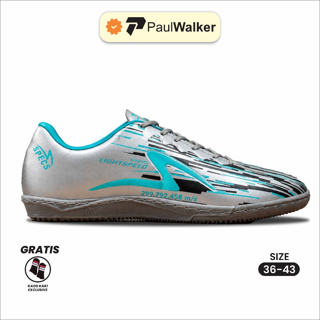 Sepatu Futsal Anak dan Dewasa Specs Accelerator Lightspeed Reborn Warna Silver Tosca Sudah di Sol Pa