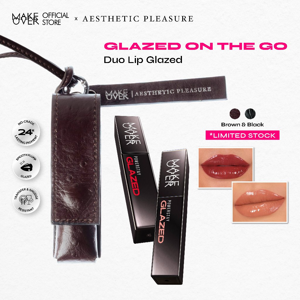 [LIMITED EDITION!] MAKE OVER Fresh Glossy Korean Ombre - Duo Glazed Bundle Ombre Seger Tahan Lama Easy Application Non-Drying Formula Lightweight Long-lasting Gloss Lip Glaze Lip Cream Makeup Must-Have Hydrating Healthy Lips Transferproof FYP Recommended
