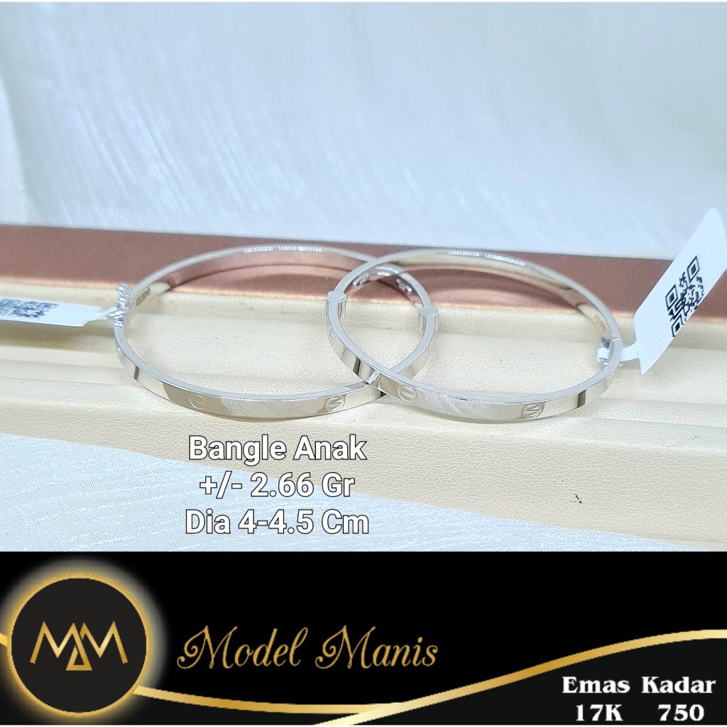 Model Manis Gold - Gelang Bangle Anak Mur Putih - Emas 750 17k