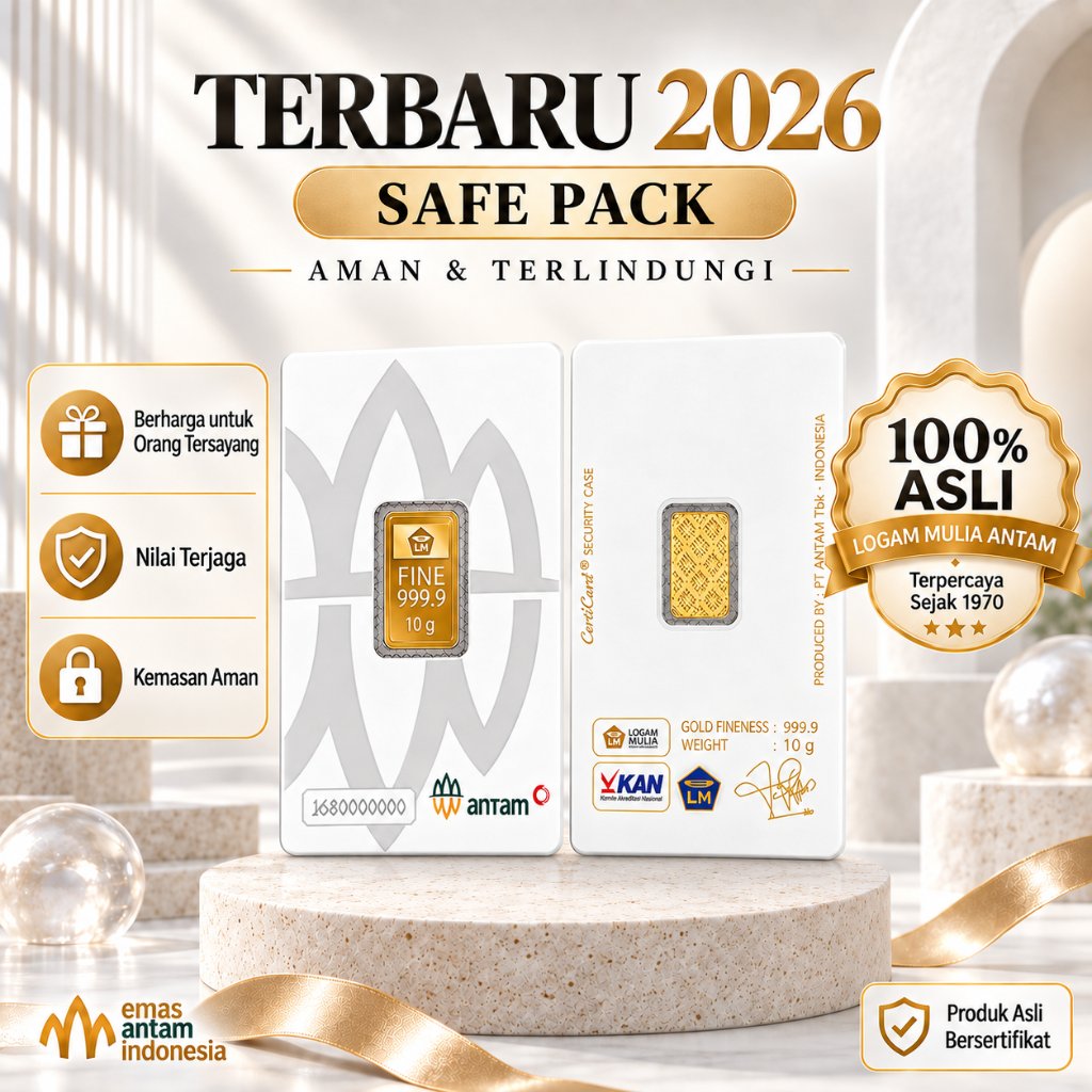 LOGAM MULIA ANTAM 10 GRAM gr PRESS CERTICARD CERTIEYE 10 gr EMAS ASLI 24 KARAT