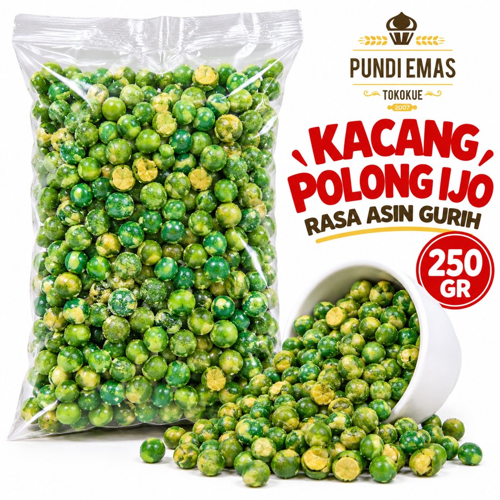 Kacang Polong Ijo 250Gr Polong Hijau Cemilan Kiloan Makanan Ringan
