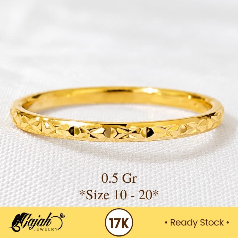Cincin Lidi Emas 17K - 0.5 Gram
