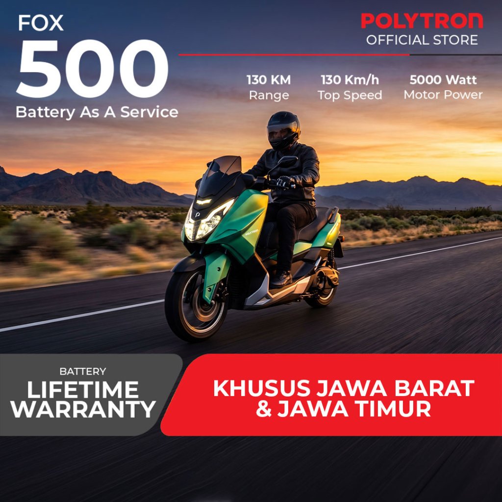 POLYTRON Fox 500 Sepeda Motor Listrik - OTR Jawa Barat & Jawa Timur