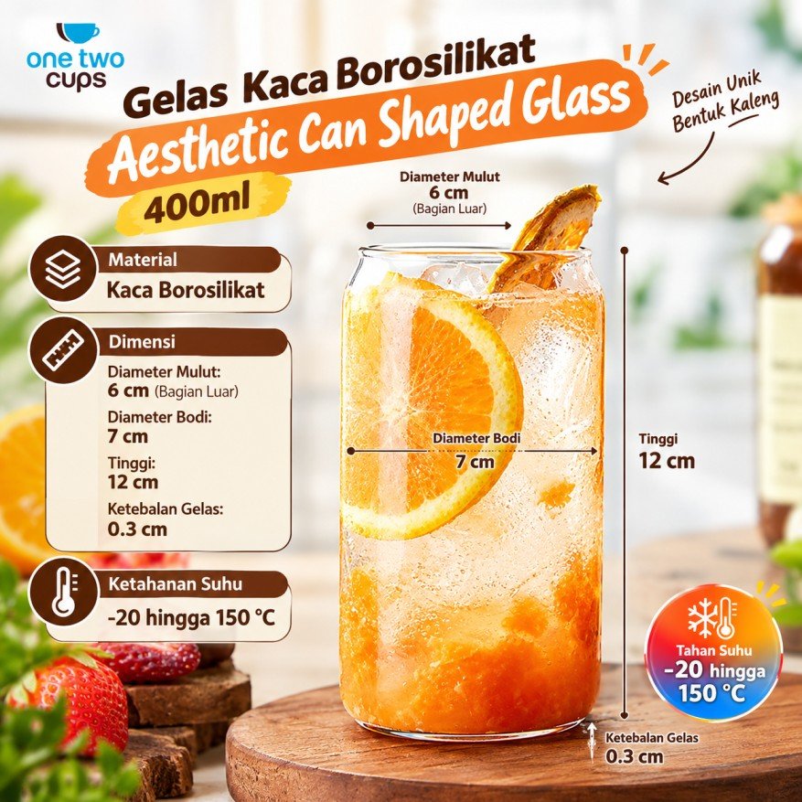 Gelas Kaca Model Minuman Kaleng Gelas Teh Kopi Estetik