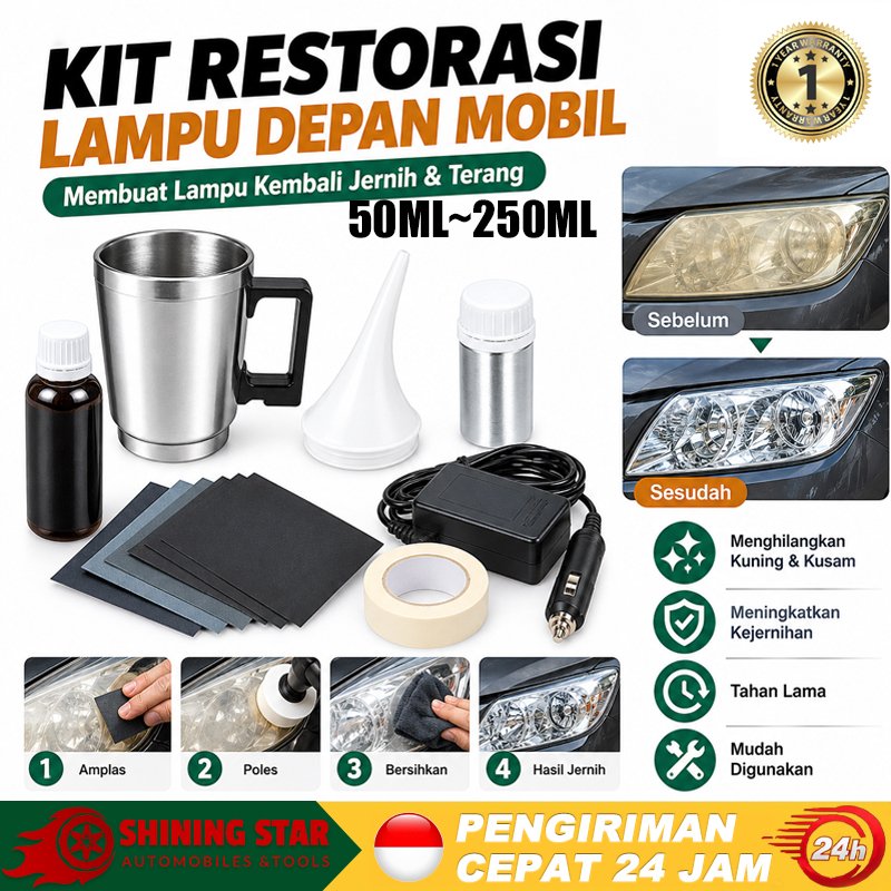(Ready Stock)Kit Perawatan Renovasi Lensa Lampu Depan Mobil Set Alat Atomisasi Nano Lengkap Dengan W