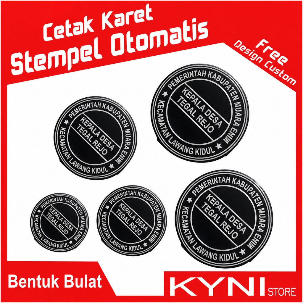 Cetak Karet Stempel Otomatis Bentuk Bulat  Stempel flash| Cetak Karet Stempel Warma Flash Desain Cus