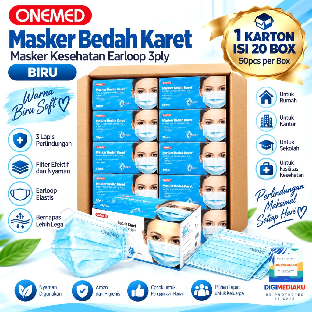 Masker Medis Ungu Onemed 20 Box Masker Medis Ungu Kartonan Masker Medis Onemed Grosir Kartonan