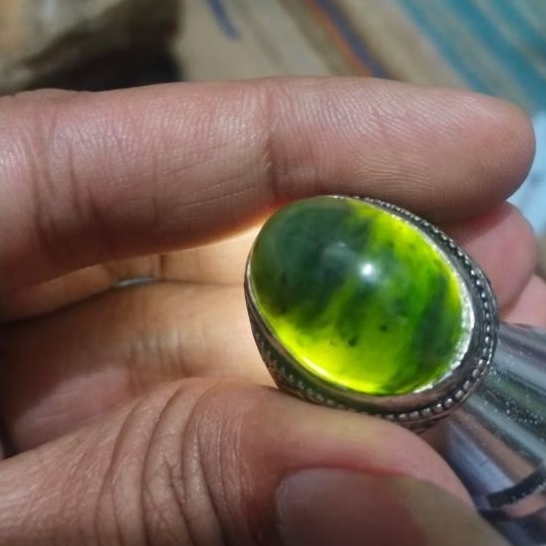 Batu Cincin Akik Giok Nefrit | Nefrite Jade Aceh | Nephrite Natural Dim 21x15x12 Ring 8