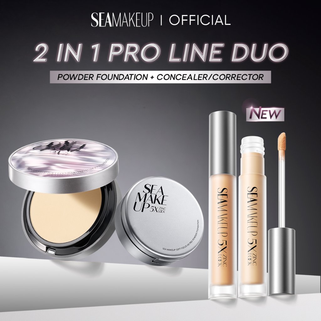 [NEW LAUNCH] Sea Makeup Pro Line Duo Concealer Corrector + Powder Foundation — 2in1 Set Bedak Founda