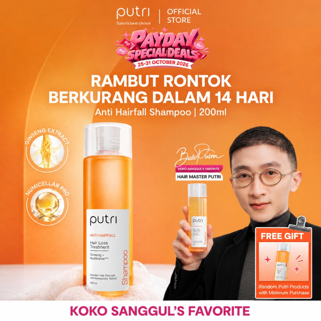 [KOKO SANGGUL'S FAVORITE] Putri Anti Hairfall Shampoo 200mL | Shampoo Anti Hair Loss, Anti Rambut Ro