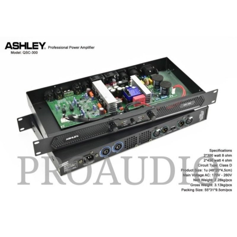 POWER AMPLIFIER ASHLEY QSC300 / QSC-300 / QSC 300 / ASHLEY QSC300 ORIGINAL