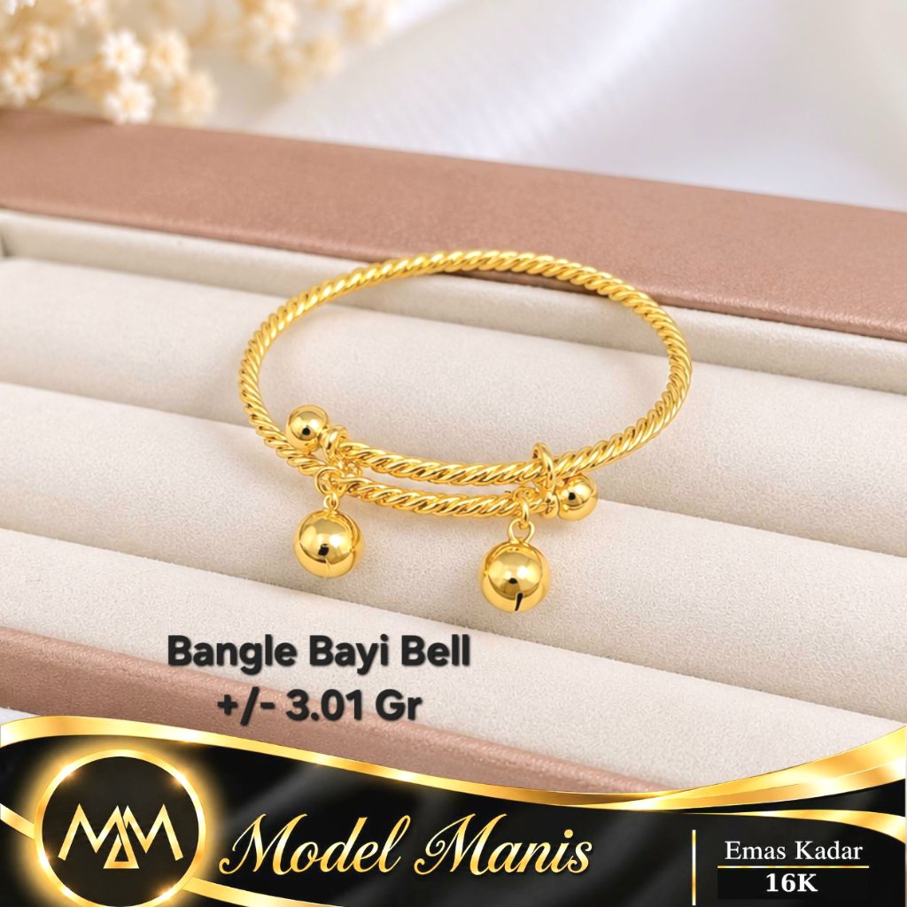Gelang bayi ulir emas kuning 700 kadar 16k