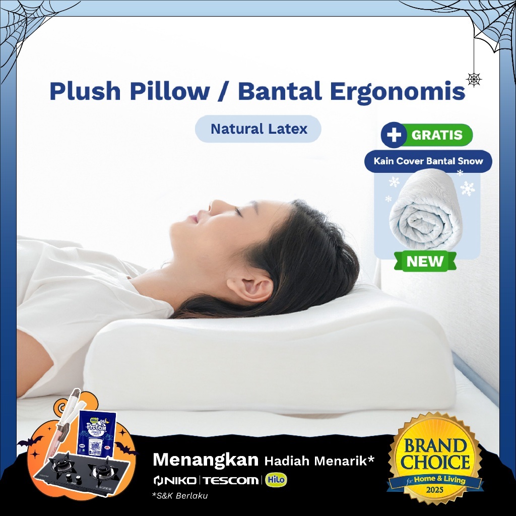 Bantal Premium TURU Natural Latex Plush Pillow Latex Alami dengan Snow Cover Nano Ice Tech - Ergonom