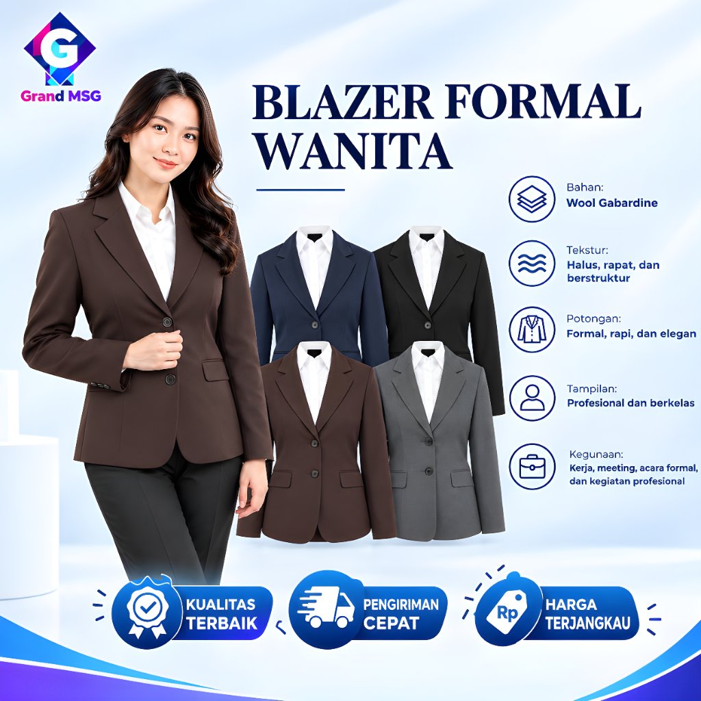 Jas Blazer Wanita Jas Kerja Kantor Cewe Polos Dewasa Anak Perempuan Jaket Blezer Cewek Pakaian Forma