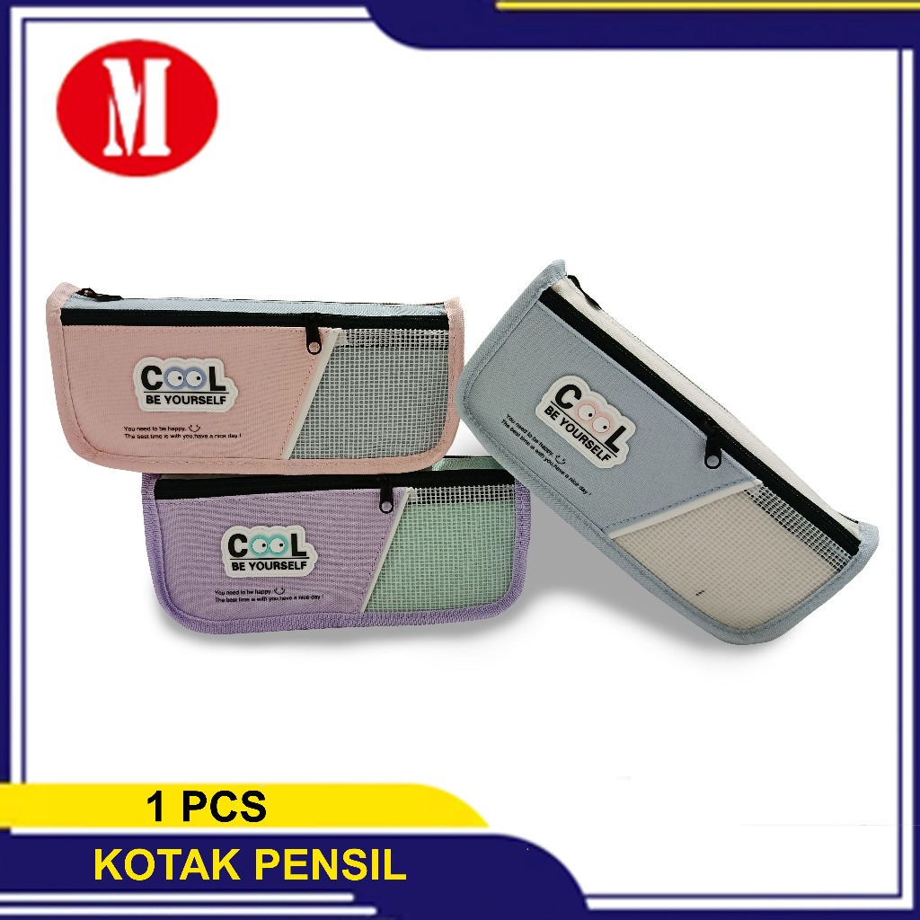 

Kotak Pensil Kain Resleting Kayagi Cool be Yourself KY-9083 Warna Random