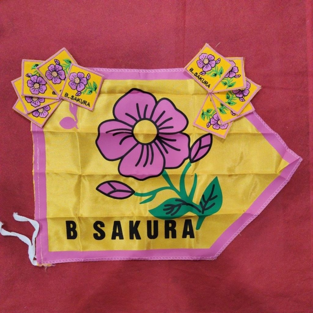 Bet Regu B. SAKURA  -  Bet Tanda Regu Bunga Sakura Bordir - Badge Regu Pramuka