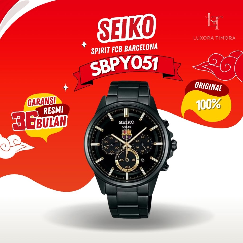 Jam Tangan Seiko Spirit FCB Barcelona Solar Stainless Steel SBPY051
