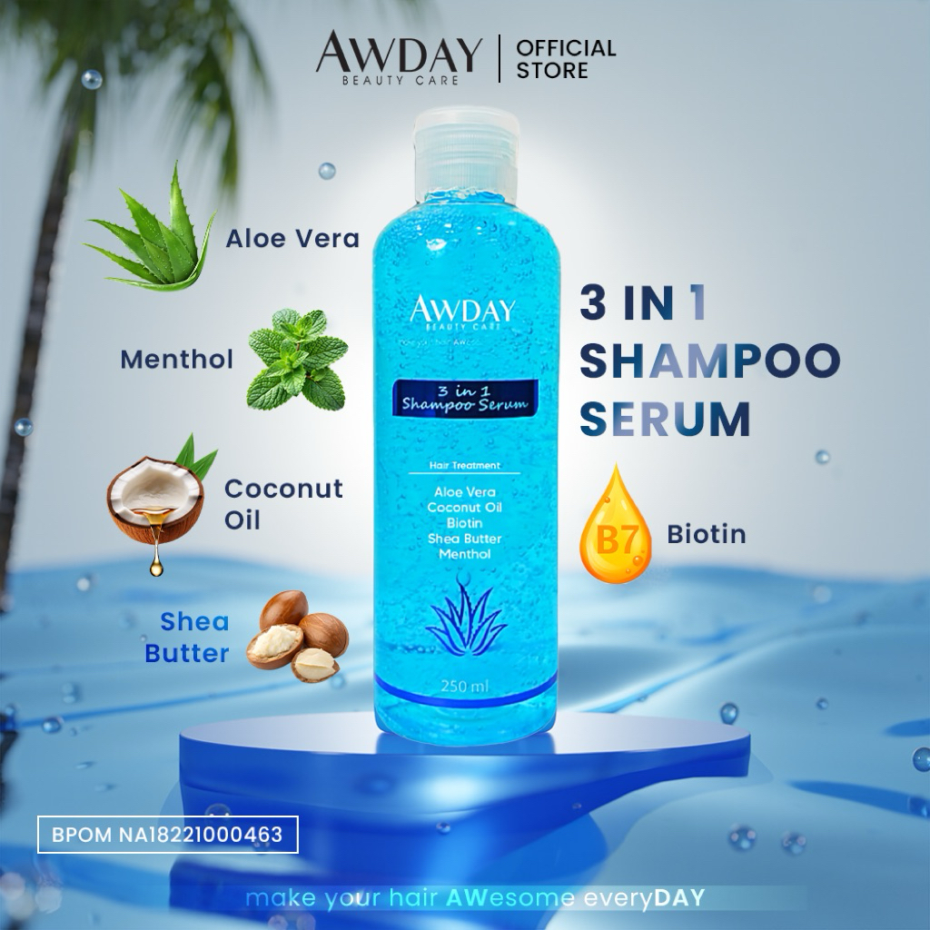 Awday 3in1 Shampoo Serum Hair Treatment BPOM