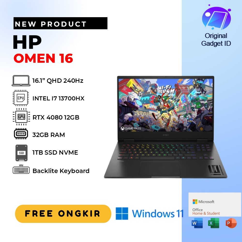 Laptop Gaming HP OMEN 16 | Intel Core I7 13700HX | Nvidia RTX4080 12GB | 32GB DDR5 | 1TB SSD | WIN11