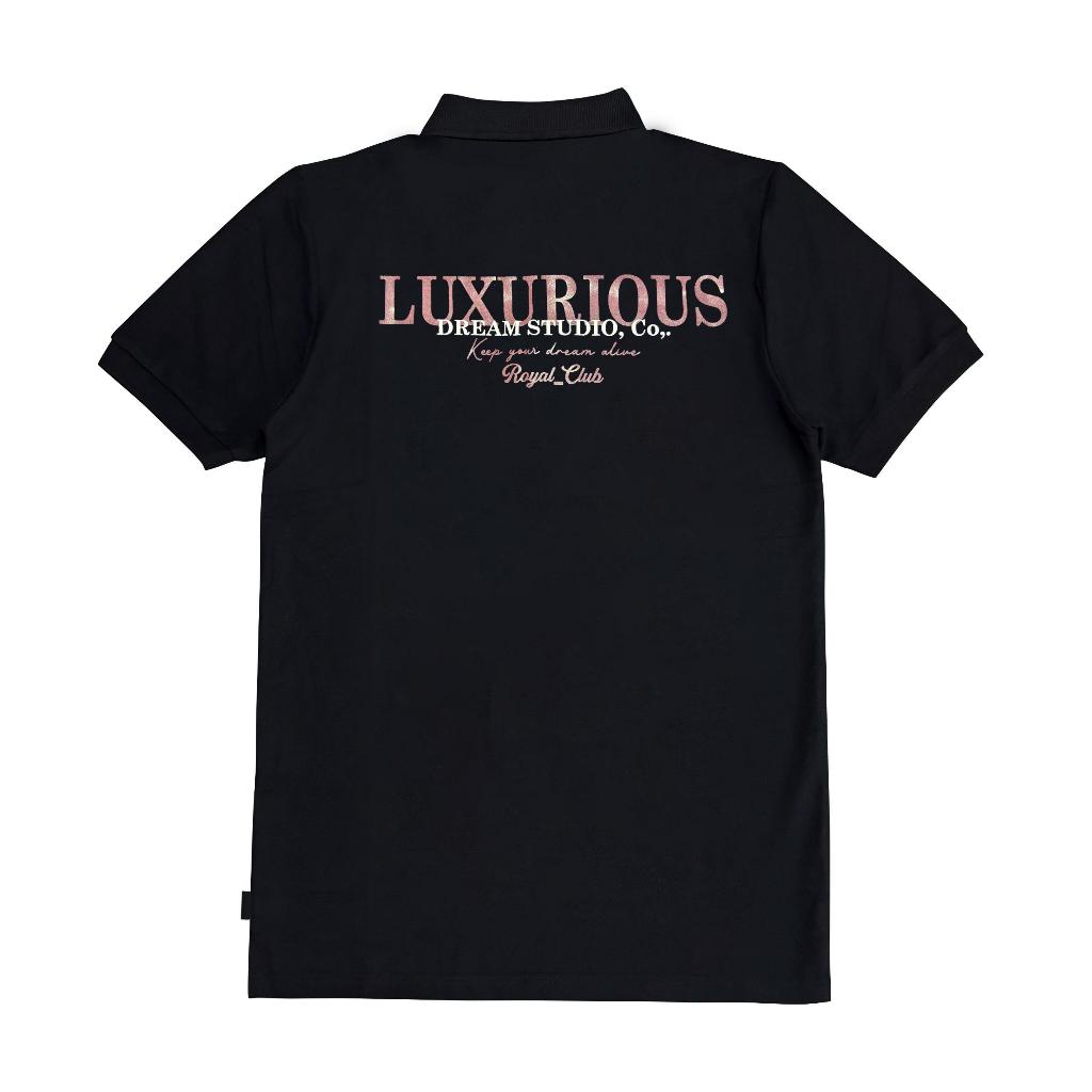 DREAM STORY - Polo Shirt Luxurious pink Cotton Pique Black Kaos Kerah Pria Wanita Baju Kaos Kerah Di