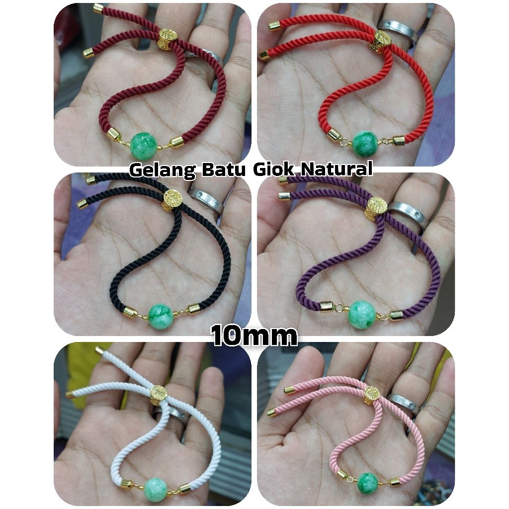 Gelang Pandora Batu Giok Single 10mm - Gelang Tali Pandora Batu Giok Asli Natural Original import