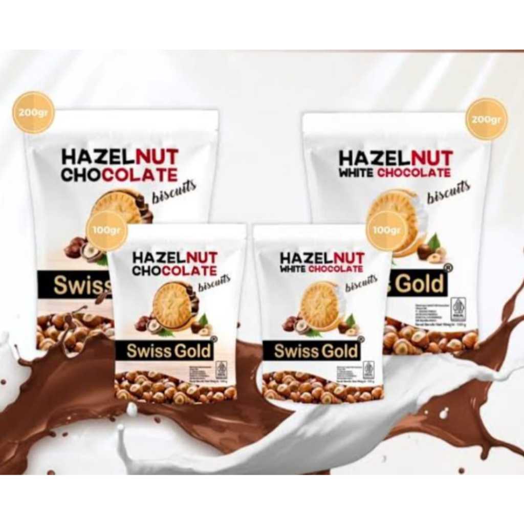 

SWISS GOLD HAZELNUT White Chocolate Biscuits Biskuit Lapis Cokelat Kacang Hazel