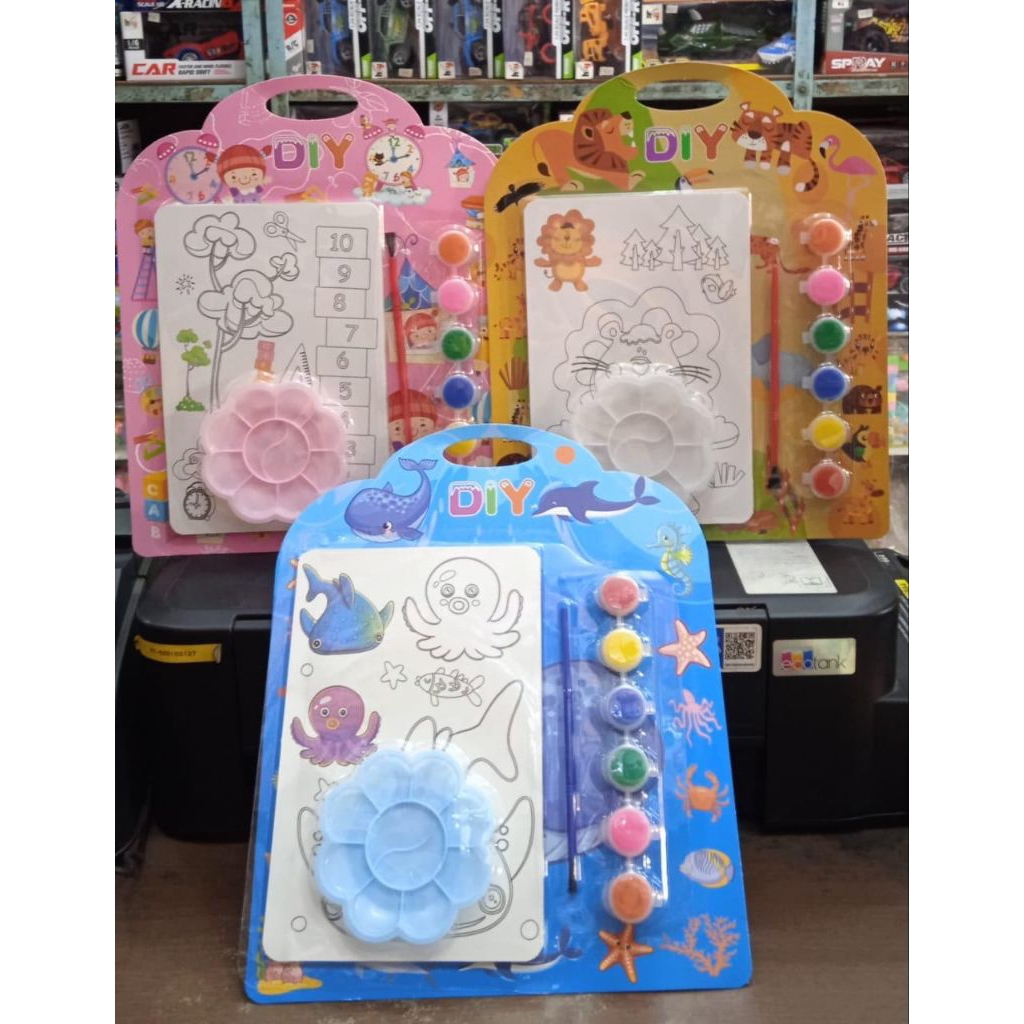 

Mainan Belajar Mewarnai Kertas Menggunakan Cat Air / Melukis Kertas Gambar Cat Air / Satu Set Isi 12 Gambar