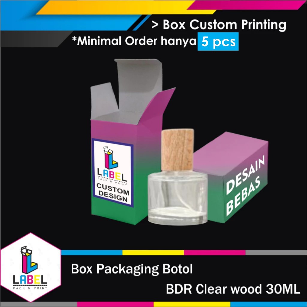 

Box / Dus Packaging Parfum BDR Clear Wood 30ml Custom desain fullprint