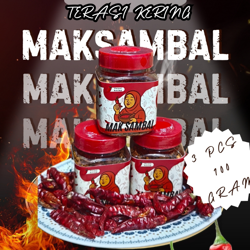 

Paket Hemat Sambal Mak sambal Terasi Kering 3 Pcs 100 Gram – Sambal Botol Pedas Gurih Awet