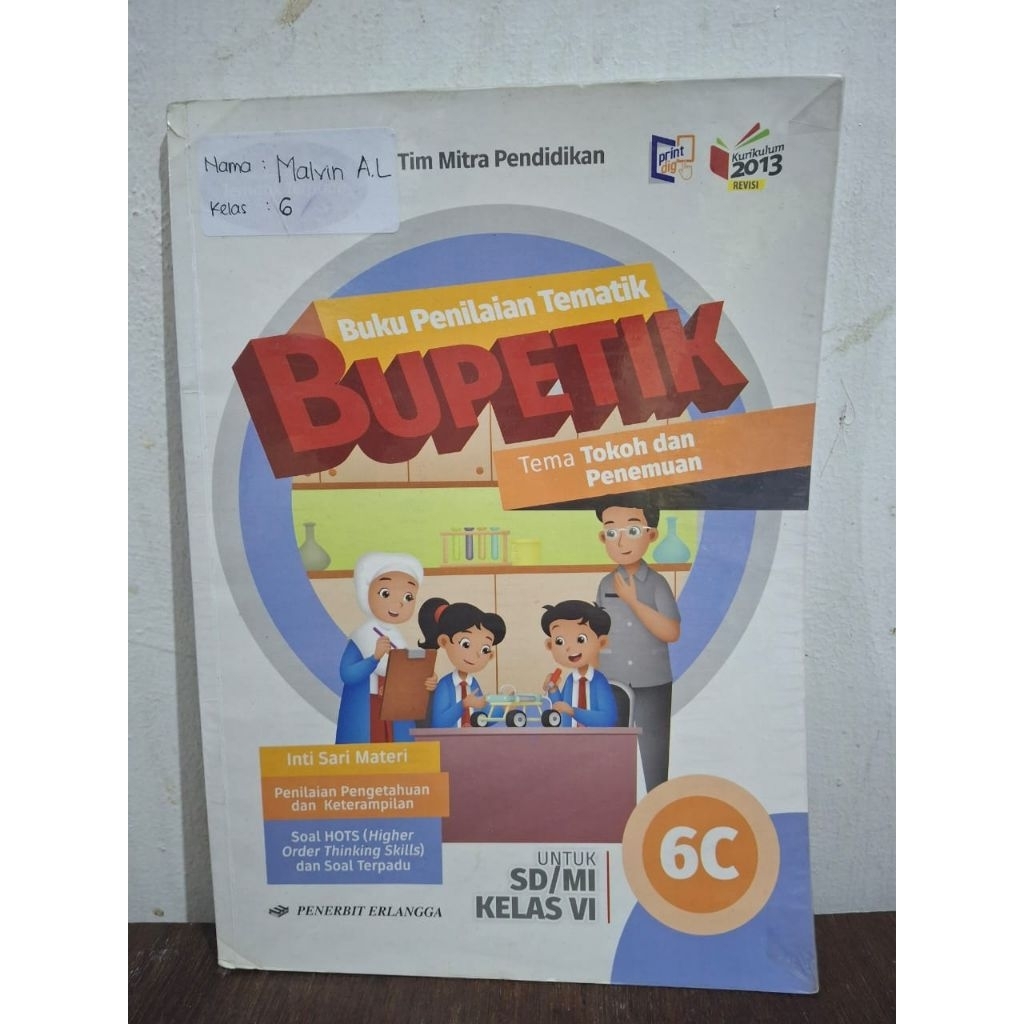 Buku Bekas Buku Penilaian Tematik Erlangga Bupetik SD 6C