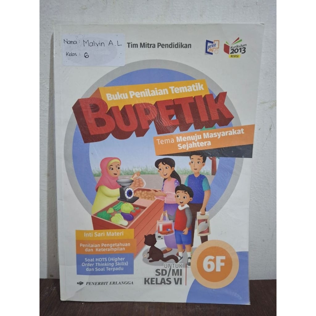 Buku Bekas Buku Penilaian Tematik Erlangga Bupetik SD 6F