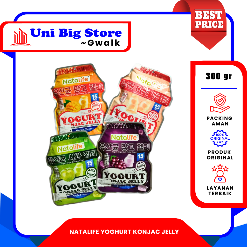 

NATALIFE YOGHURT KONJAC JELLY ORIGINAL MANGO APPLE GRAPE - 300 gr
