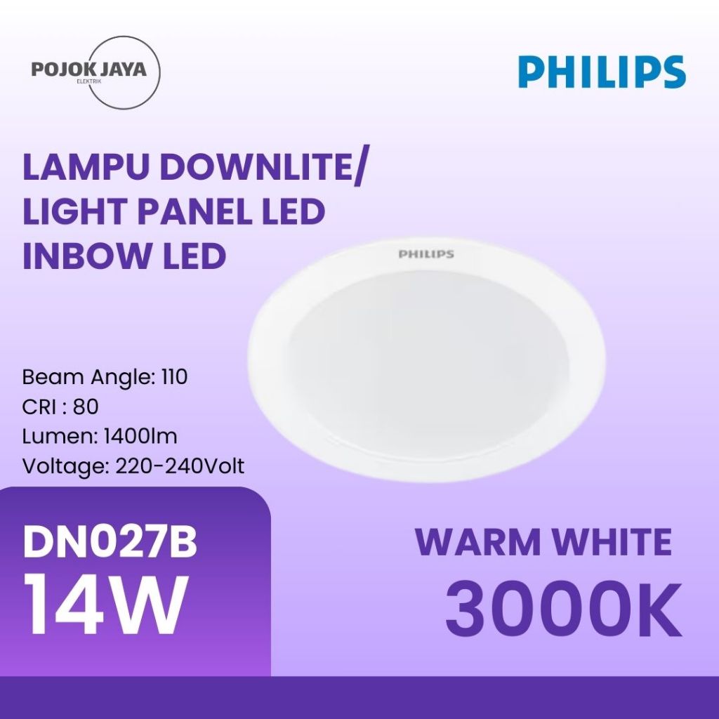 Lampu Downlite/Light Panel LED DN027B 14w IB/InBow Philips