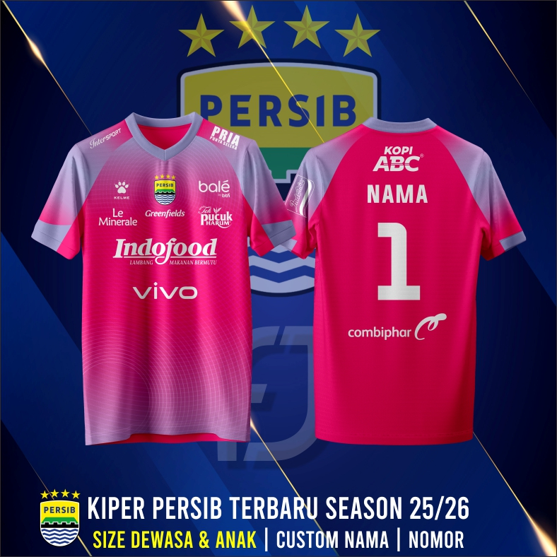 Jersey Persib Bandung Kiper Terbaru 2025-2026 Custom Nama & Nomor Dewasa & Anak