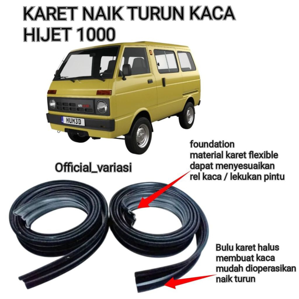 KARET BLUDU NAIK TURUN KACA PINTU HIJET  / KARET BLUDRU HIJET  / KARET KACA PINTU HIJET 1000