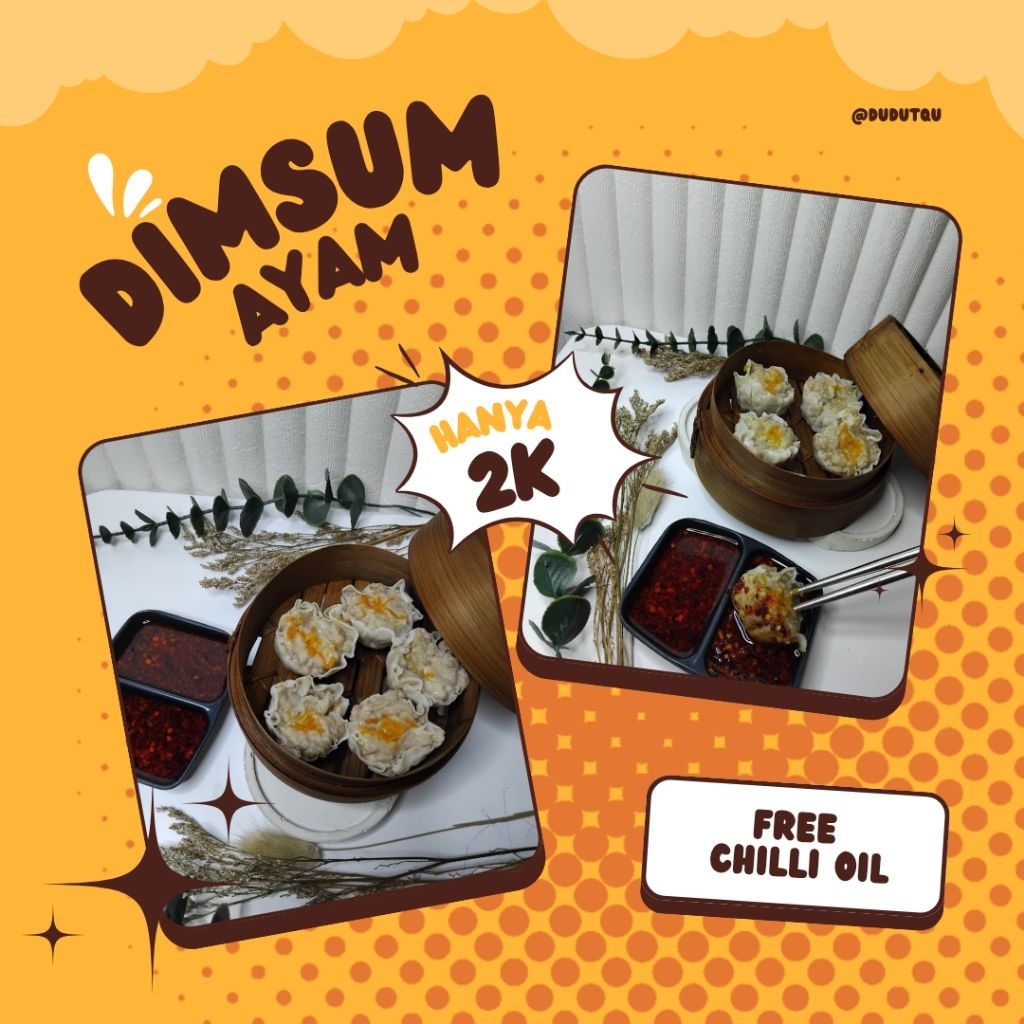 

DIMSUM PREMIUM AYAM SIOMAY AYAM 80% FULL DAGING 2RIBUAN FREE CHILLI OIL