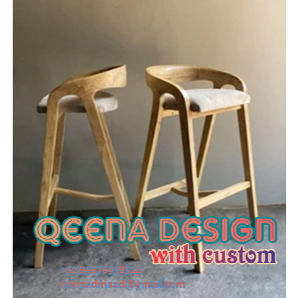 kursi bar dengan bantalan kursi cafe minimalis kayu jati