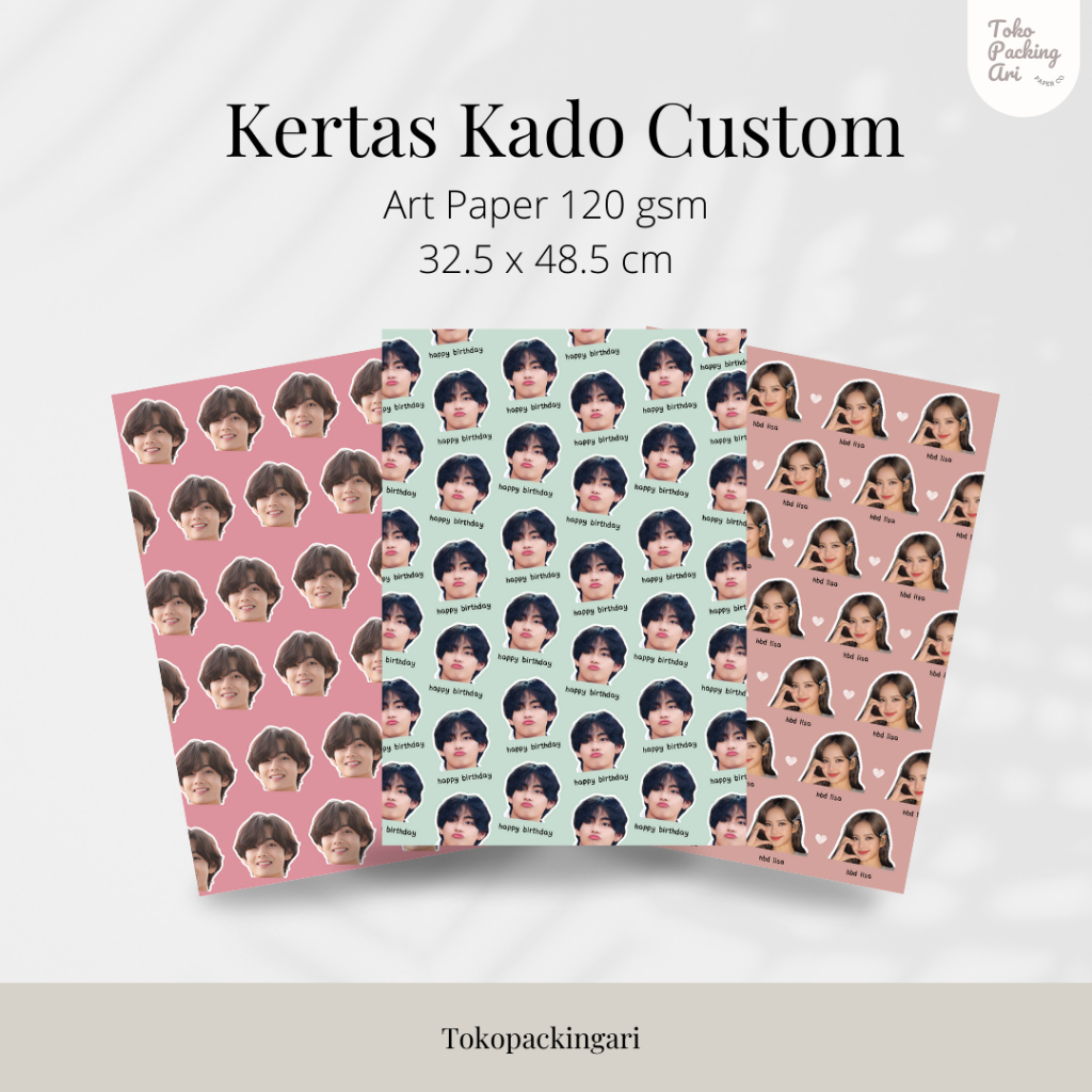 

Kertas Kado Custom Wajah | Kertas Kado Muka Ayang | Kertas Kado Custom Kekinian