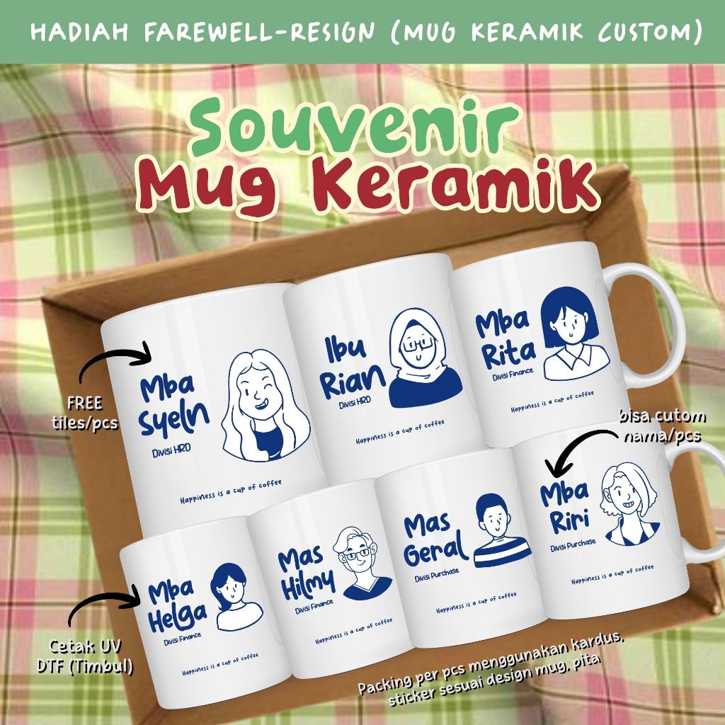 Souvenir Resign Farewell Mug Keramik Custom Nama | Mug Souvenir UV DTF