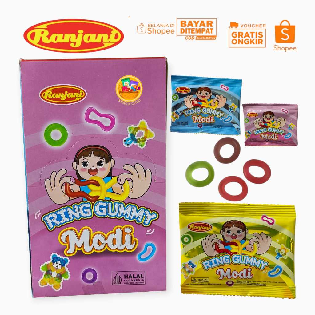 

RANJANI RING GUMMY MODI YUPI PERMEN JELI 1 BOX 24 BUNGKUS