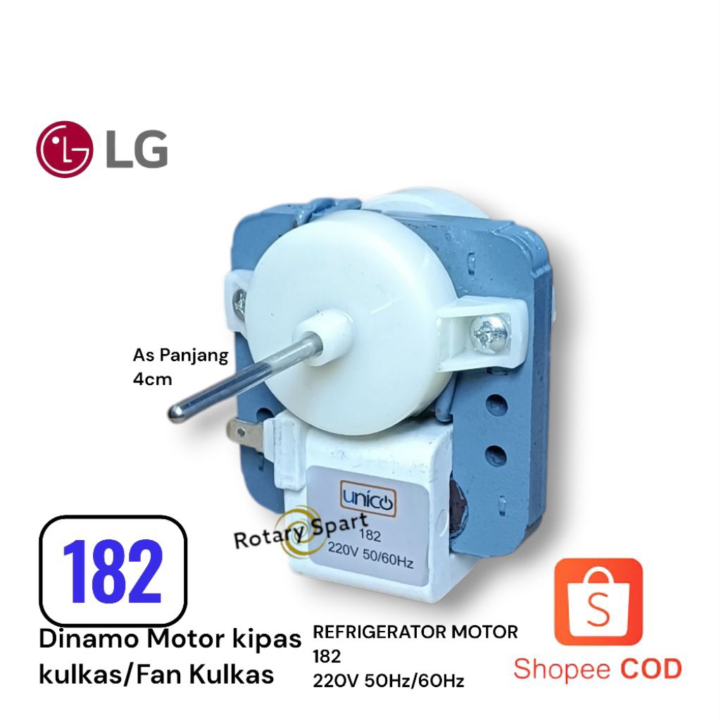 Dinamo Motor Fan Kulkas As Panjang 4cm 182 Fan kulkas LG 2 pintu 7W 220V/50Hz