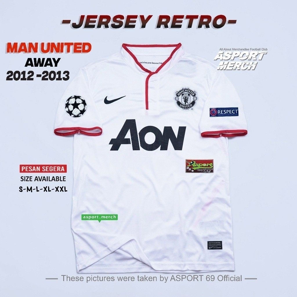 JERSEY RETRO MAN UNITED AWAY 2012 2013 JERSY MU AWAY 12 13