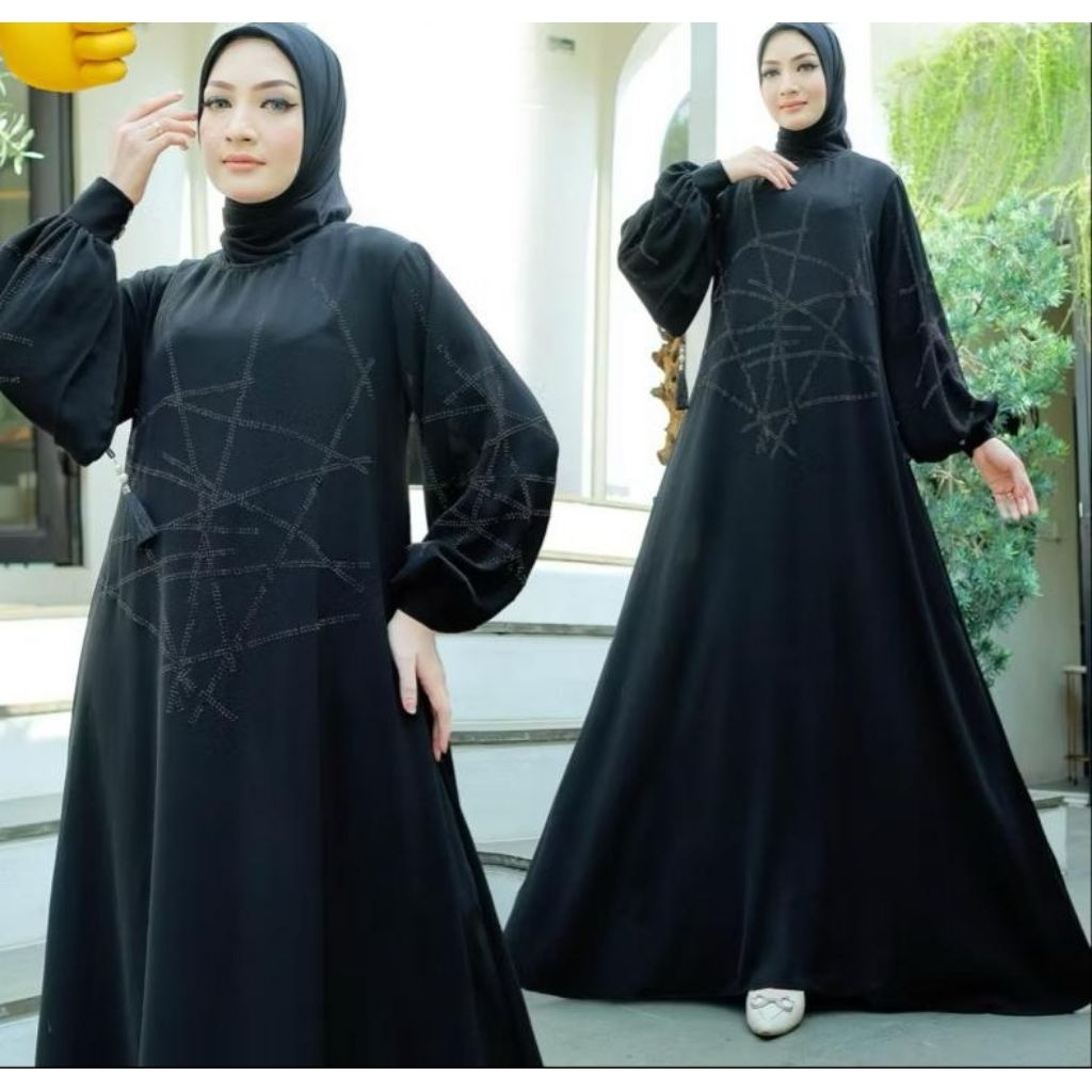 Abaya Nada Gamis Abaya Arab Mewah Motif Abstrak