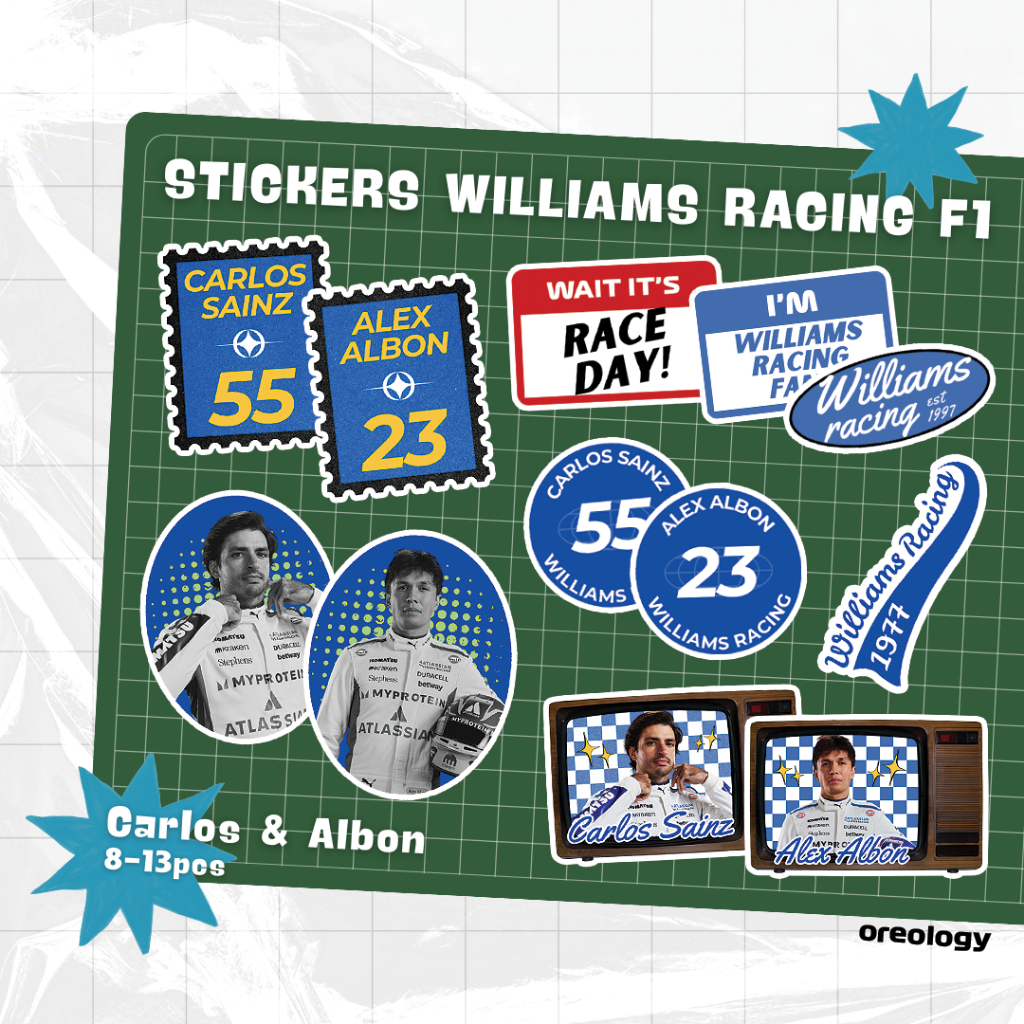 

STICKER PACK WILLIAMS RACING F1 STIKER GLOSSY STIKER FANMADE STIKERLAPTOP STIKERF1