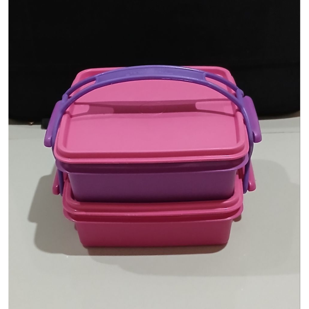 Rantang 2 susun tupperware prelove ungu pink