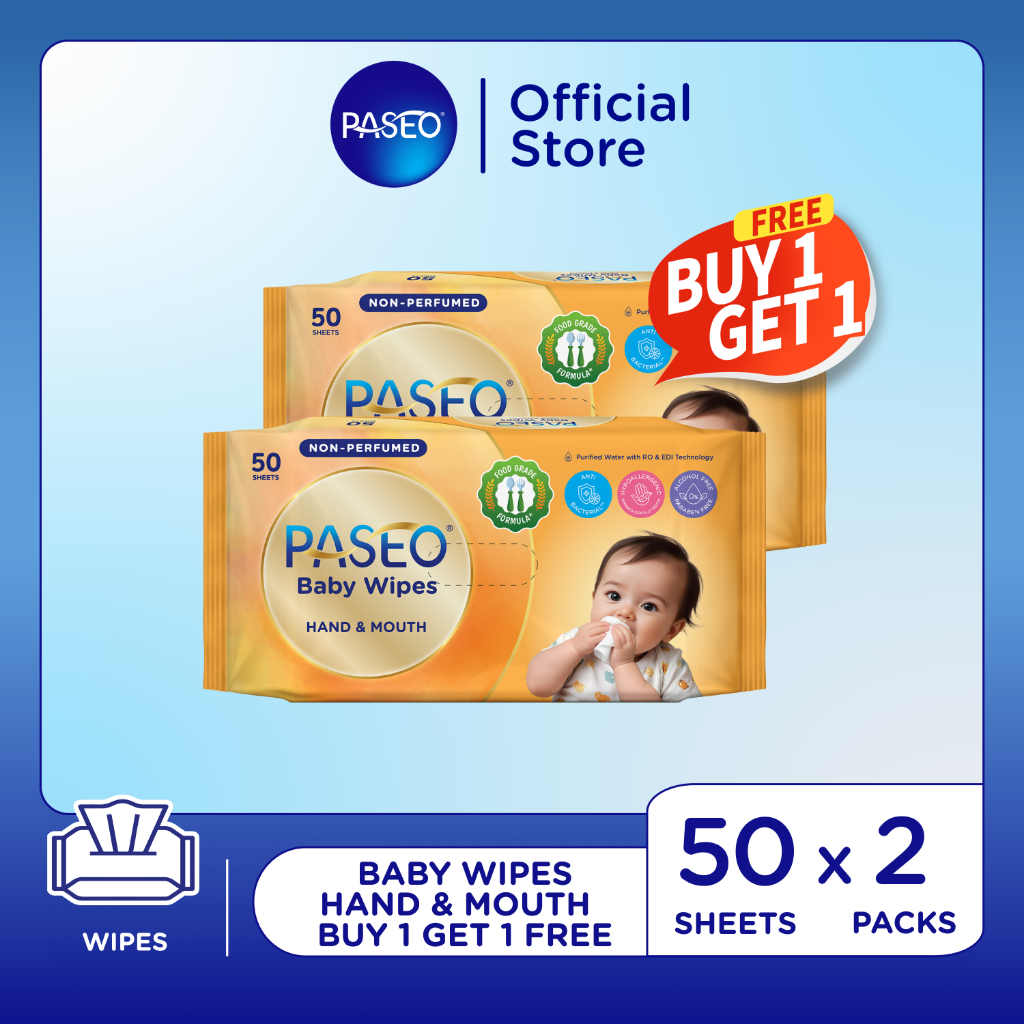 [Buy 1 Get 1 Free] Paseo Baby Tissue Basah Chamomile 50 Sheets