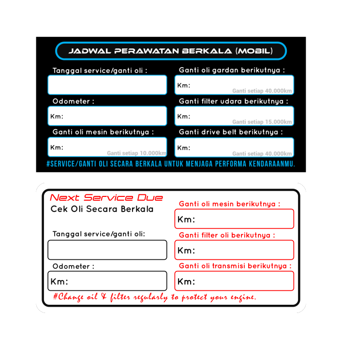 

STIKER GANTI OLI | STIKER PENGINGAT GANTI OLI | STIKER OIL CHANGE REMINDER
