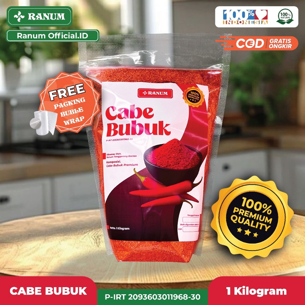 

Cabe Bubuk Pedas Asli 100% Cabe Kering 1 Kg | Bumbu Masakan, Sambal, Topping Makanan